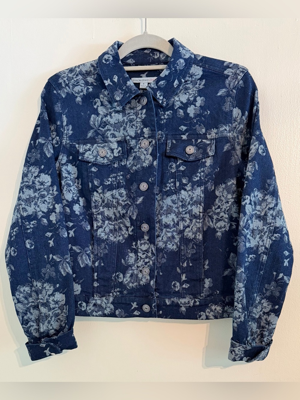 Isaac Mizrahi Live Floral Denim Jacket Stretch Jean Jacket Size 6